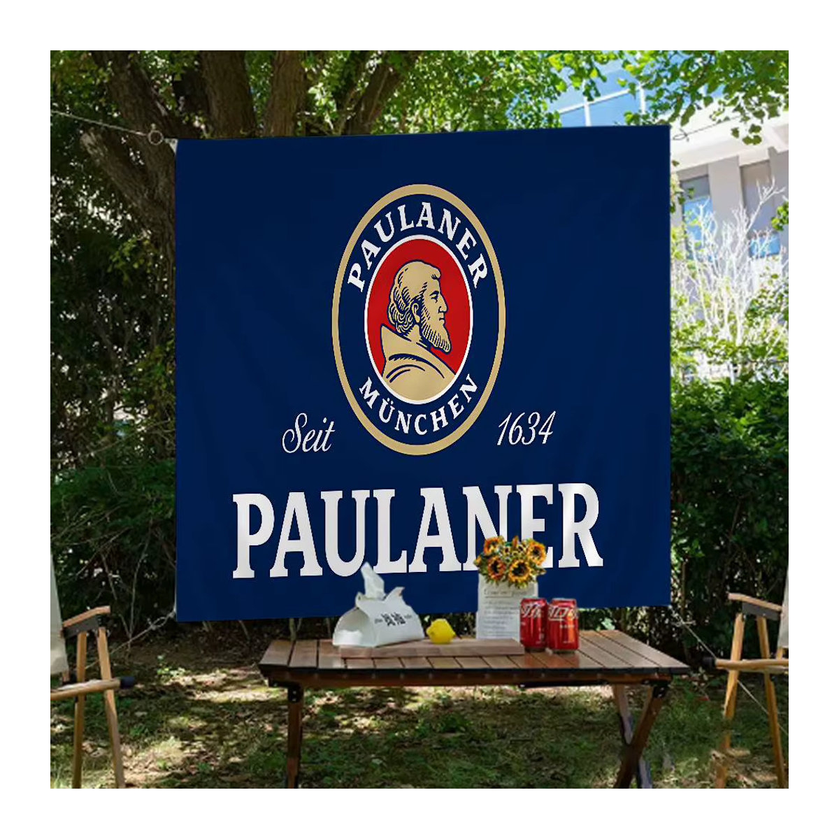 Paulaner Wimpelkette Blau mit Textildruck als Partydekoration für Geburtstage - Bild 2
