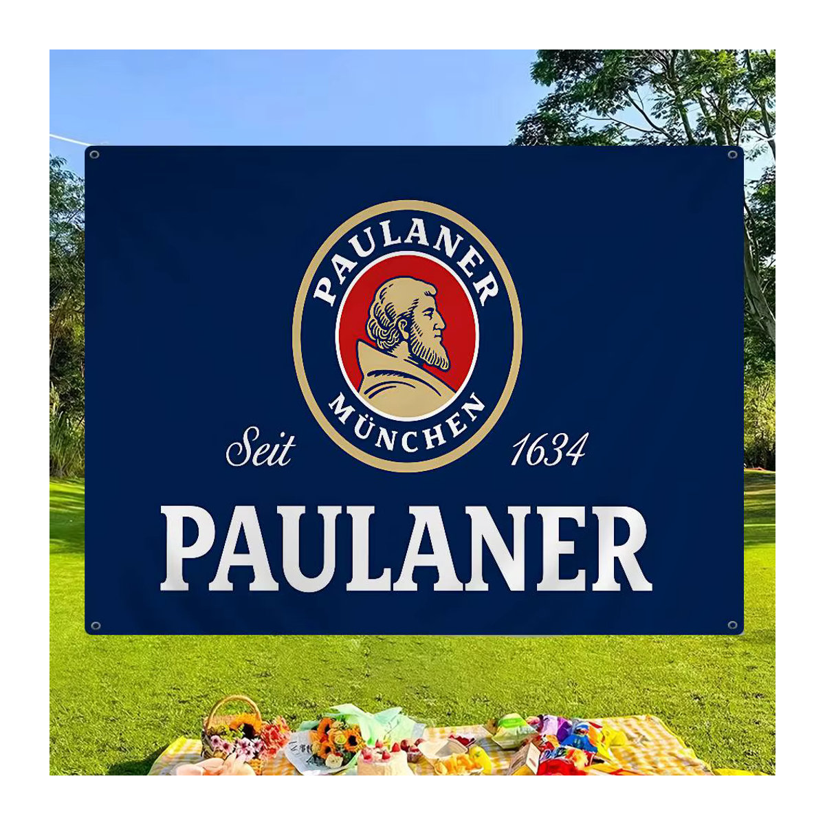 Paulaner Wimpelkette Blau mit Textildruck als Partydekoration für Geburtstage - Bild 4