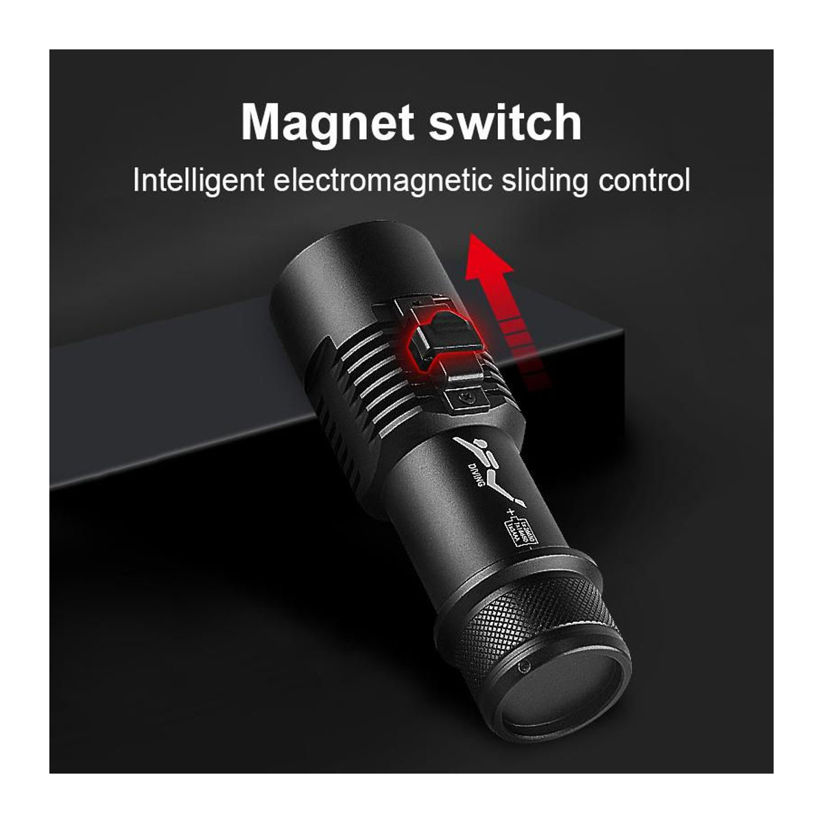 paweinuo 02 Professionelle IPX8 Tauchlampe XHP 120 mit gelbem Licht, wasserdichte Unterwasserlaterne Schwarz - Bild 3