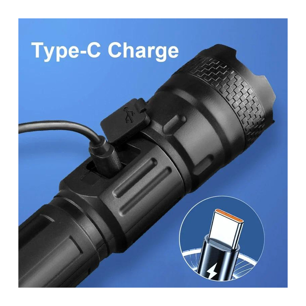 Pawell Hochleistungs-LED-Taschenlampe mit Zoom und Typ-C Wiederaufladung für Camping und Notfälle - Bild 2