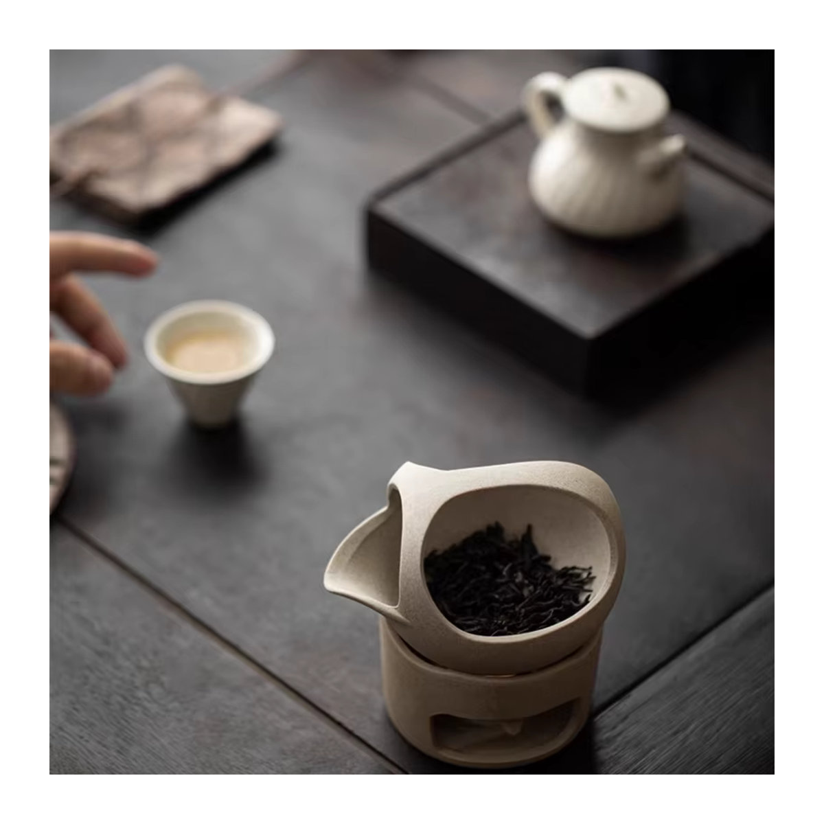 PDQ Japanische Retro-Teeheizung aus Keramik in Weiß – 3-in-1 Weihrauchbrenner und Kerzenheizrahmen für ätherische Öle und Kung-Fu-Tee - Bild 5