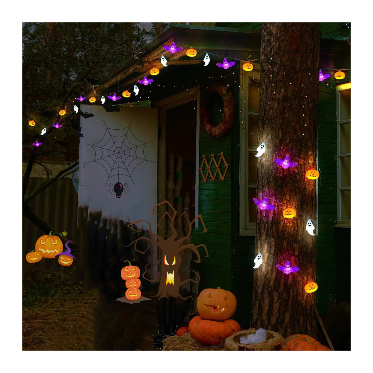 Peach Forest Bunte LED Halloween Lichterkette Batteriebetrieben für Horror Garten und Party Dekoration - Bild 5