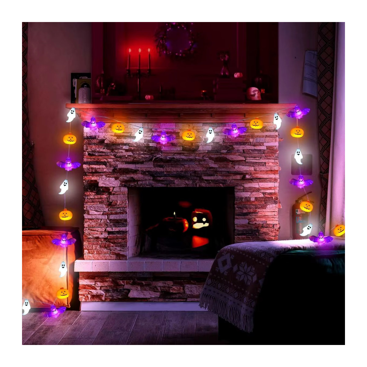 Peach Forest Bunte LED Halloween Lichterkette Batteriebetrieben für Horror Garten und Party Dekoration - Bild 6