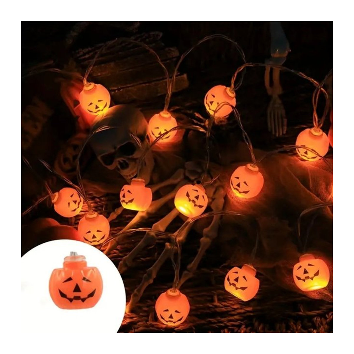 Peach Forest LED Halloween Mini Kürbis Lichterkette batteriebetrieben für dekorative Innenbeleuchtung - Bild 1
