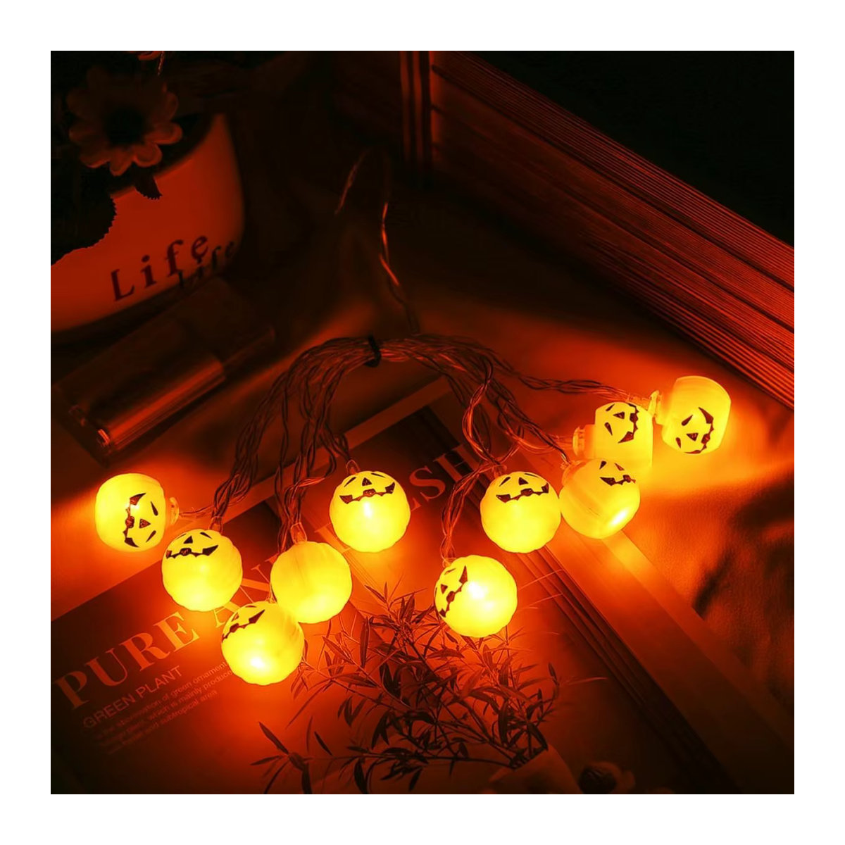 Peach Forest LED Halloween Mini Kürbis Lichterkette batteriebetrieben für dekorative Innenbeleuchtung - Bild 2