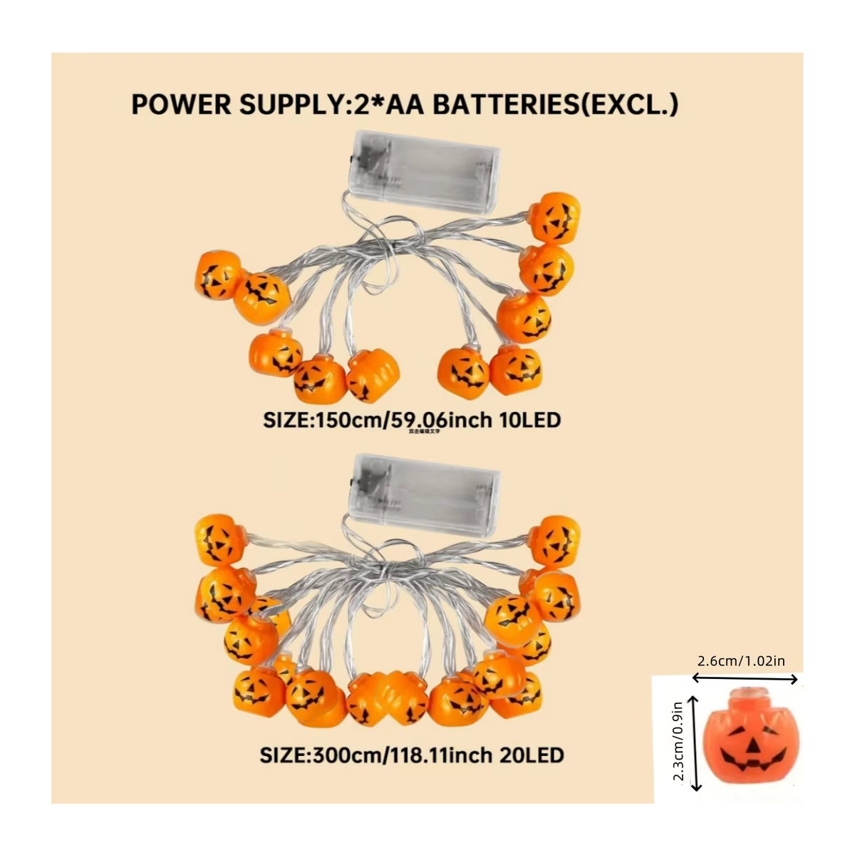 Peach Forest LED Halloween Mini Kürbis Lichterkette batteriebetrieben für dekorative Innenbeleuchtung - Bild 4