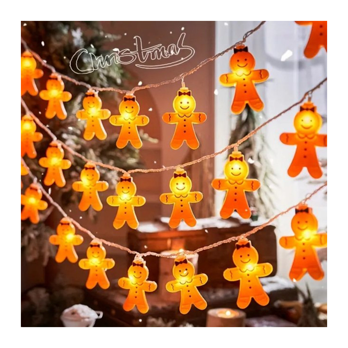 Peach Forest LED Lichterkette Lebkuchenmann und Lebkuchenhaus Batteriebetrieben für Weihnachtsdekoration und Schlafzimmer - Bild 1