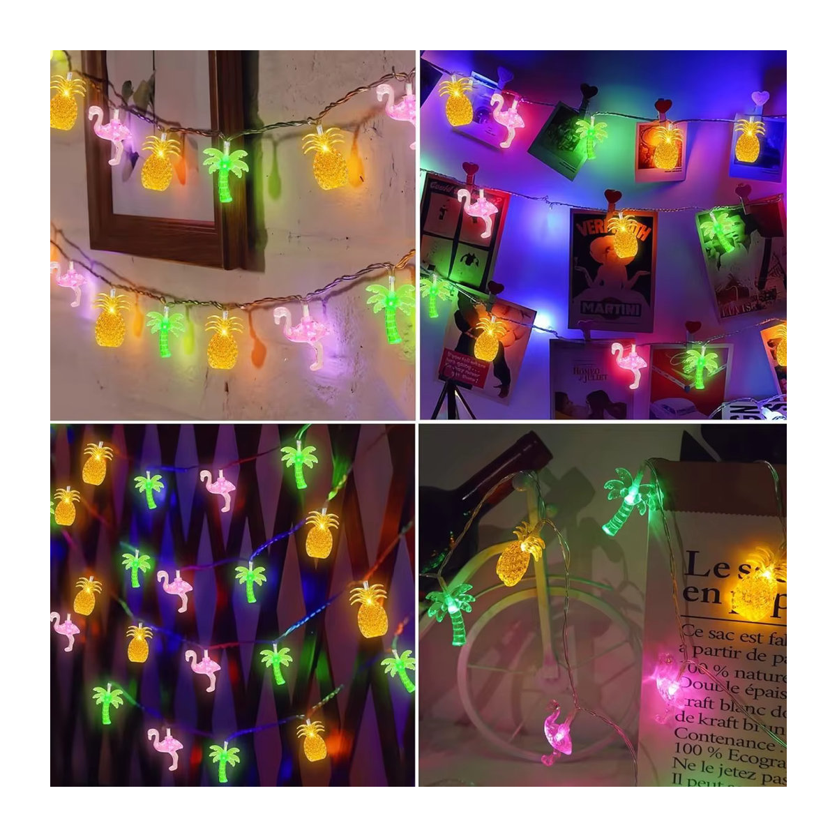 Peach Forest LED Lichterkette mit Flamingo Ananas und Palme für tropische Hawaiianische Atmosphäre, Batteriebetrieben - Bild 2