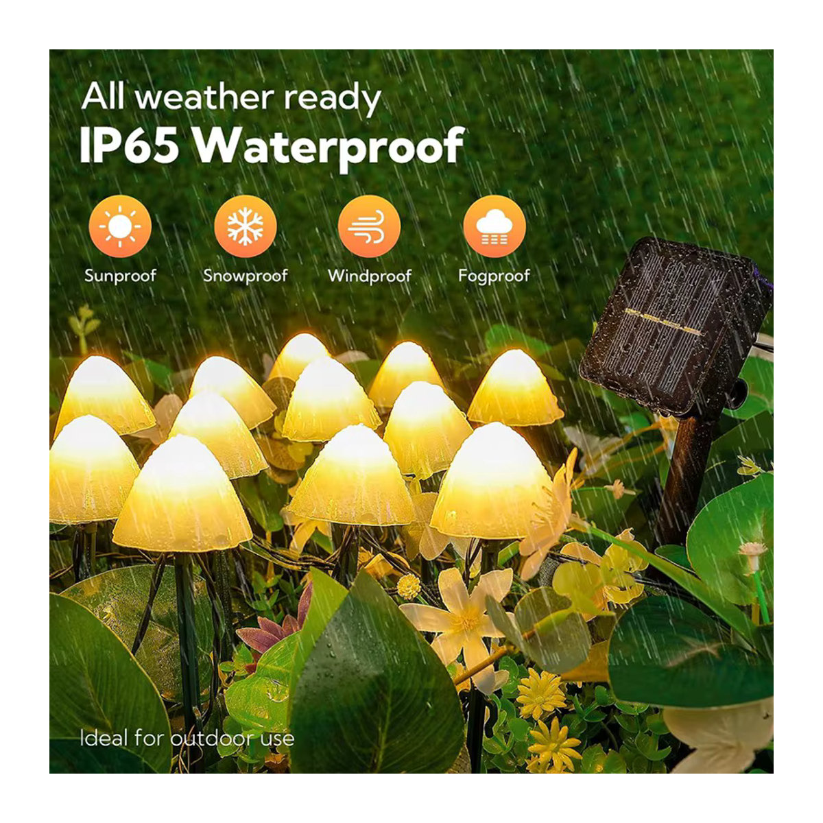 Peach Forest Pilz-Solarleuchten Set mit 8 Modi in Weiß für Garten und Außenbereich - Bild 2