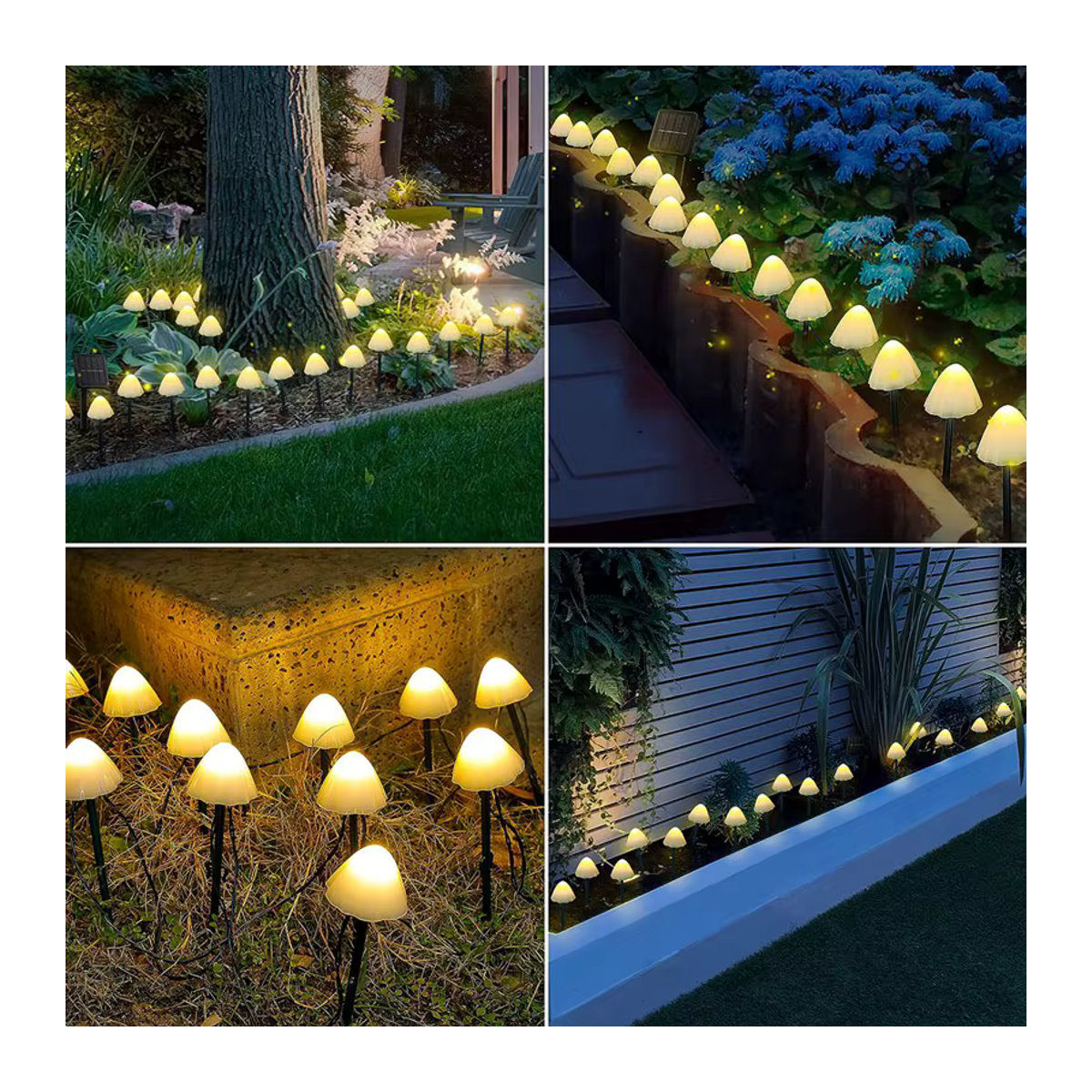 Peach Forest Pilz-Solarleuchten Set mit 8 Modi in Weiß für Garten und Außenbereich - Bild 5