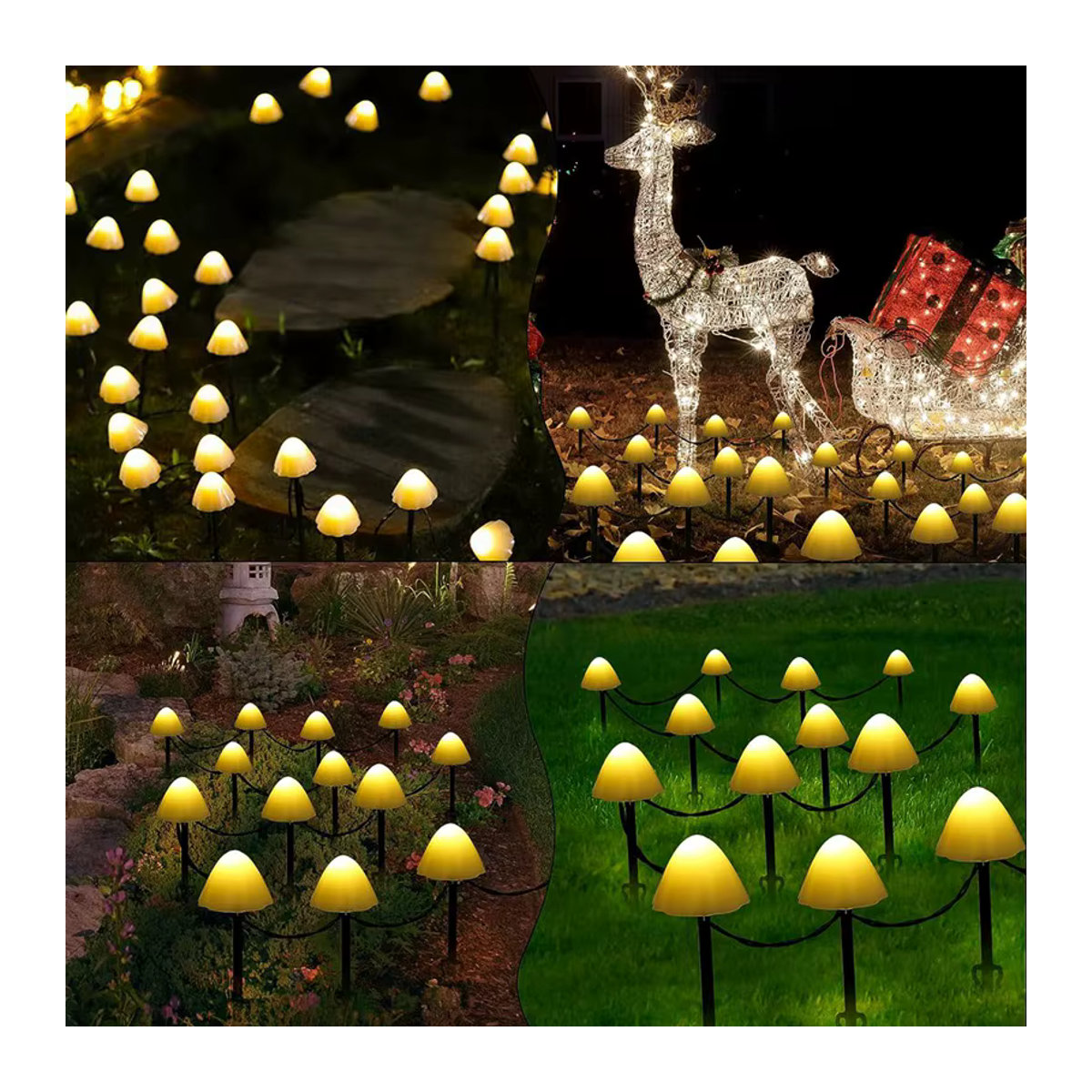 Peach Forest Pilz-Solarleuchten Set mit 8 Modi in Weiß für Garten und Außenbereich - Bild 6