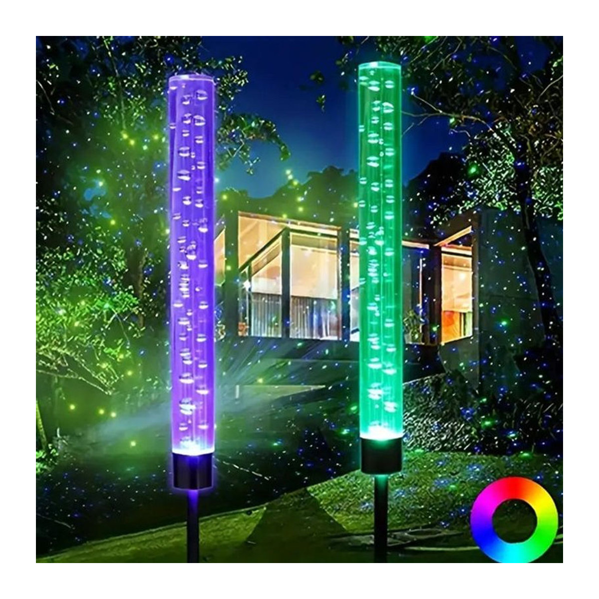Peach Forest Solar Blase Bar Garten Licht Farbwechsel Wegeleuchte Bunt Modern für Terrasse Rasen und Hof - Bild 1