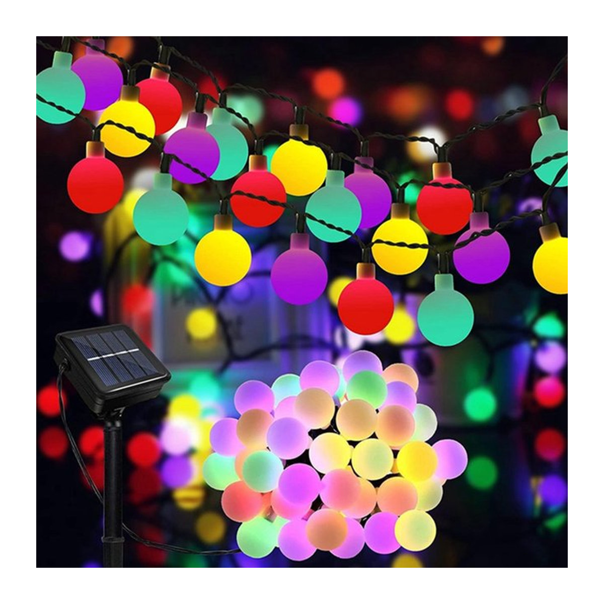 Peach Forest Solar Globus Lichterkette Bunt mit 8 Modi Wasserdicht für Garten und Outdoor - Bild 1