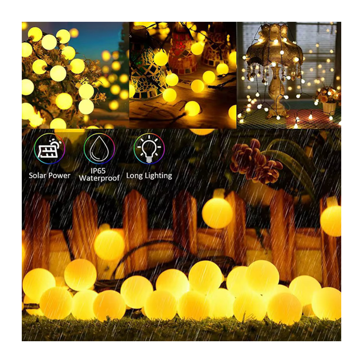 Peach Forest Solar Globus Lichterkette Bunt mit 8 Modi Wasserdicht für Garten und Outdoor - Bild 3