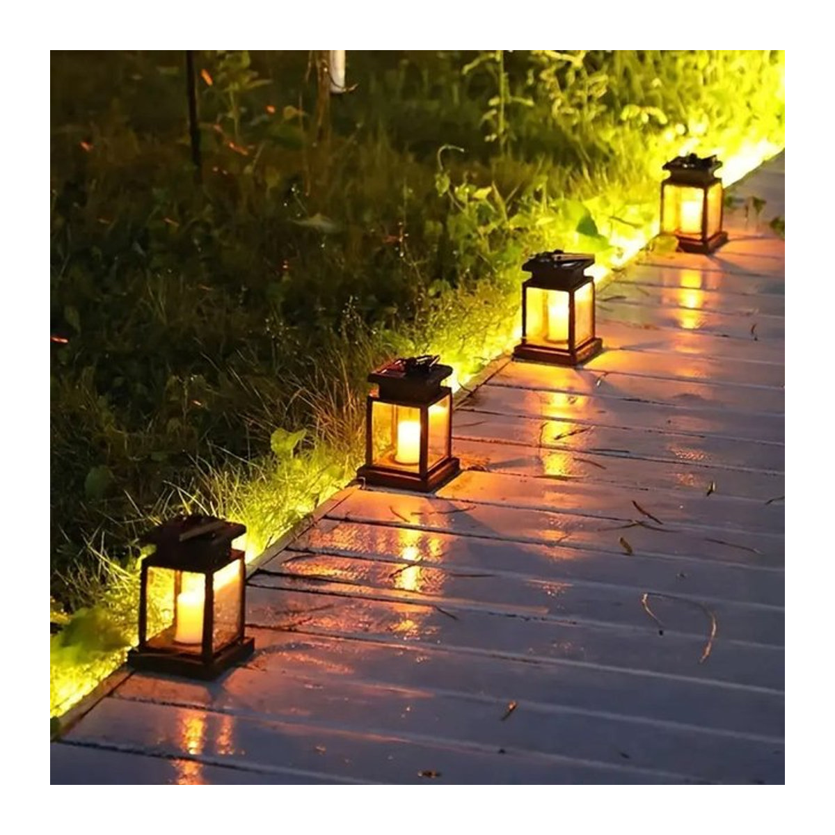 Peach Forest Solar Kerzen Laterne Klassisch Schwarz wasserdichte Gartenleuchte für Außenbereich und Terrasse - Bild 1