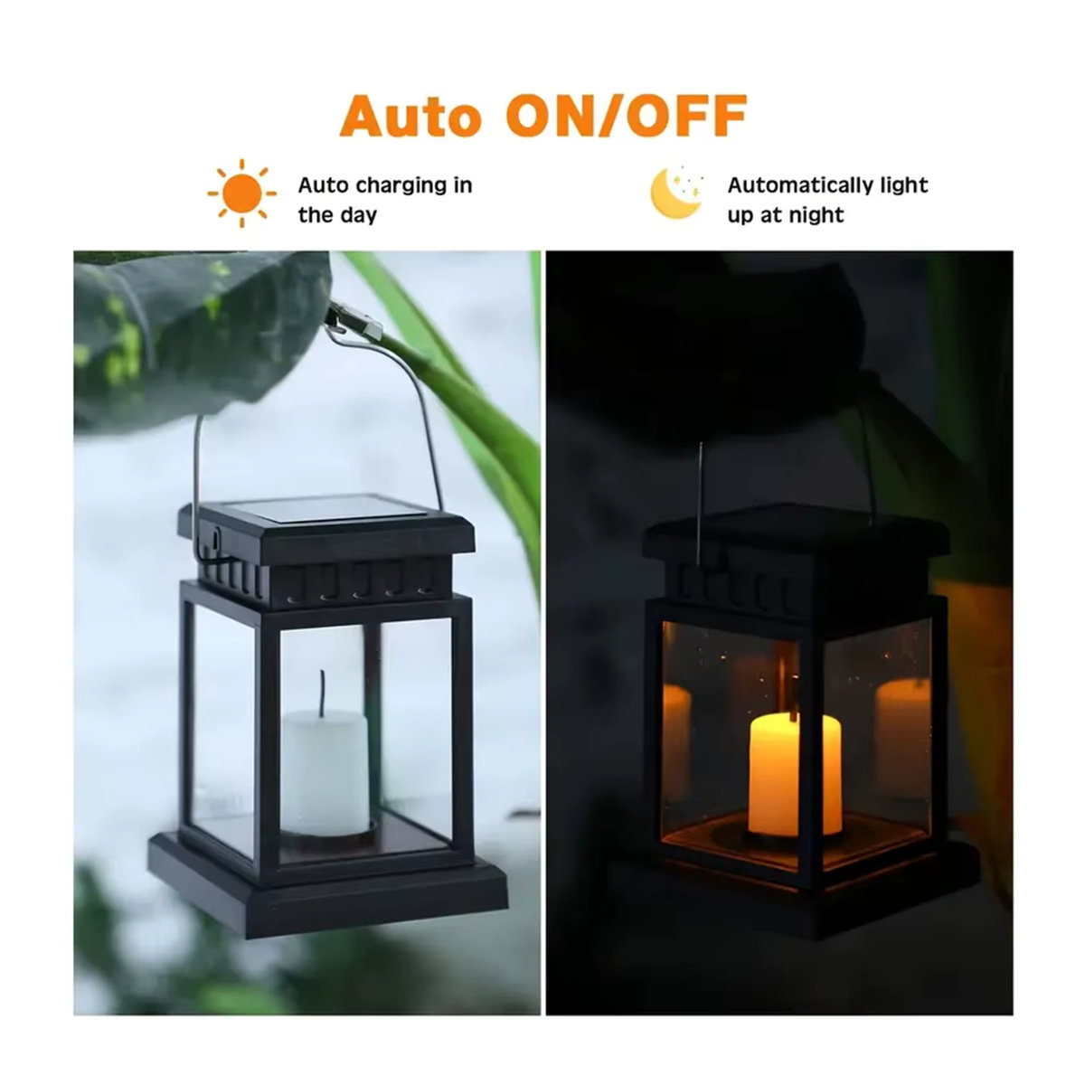 Peach Forest Solar Kerzen Laterne Klassisch Schwarz wasserdichte Gartenleuchte für Außenbereich und Terrasse - Bild 5