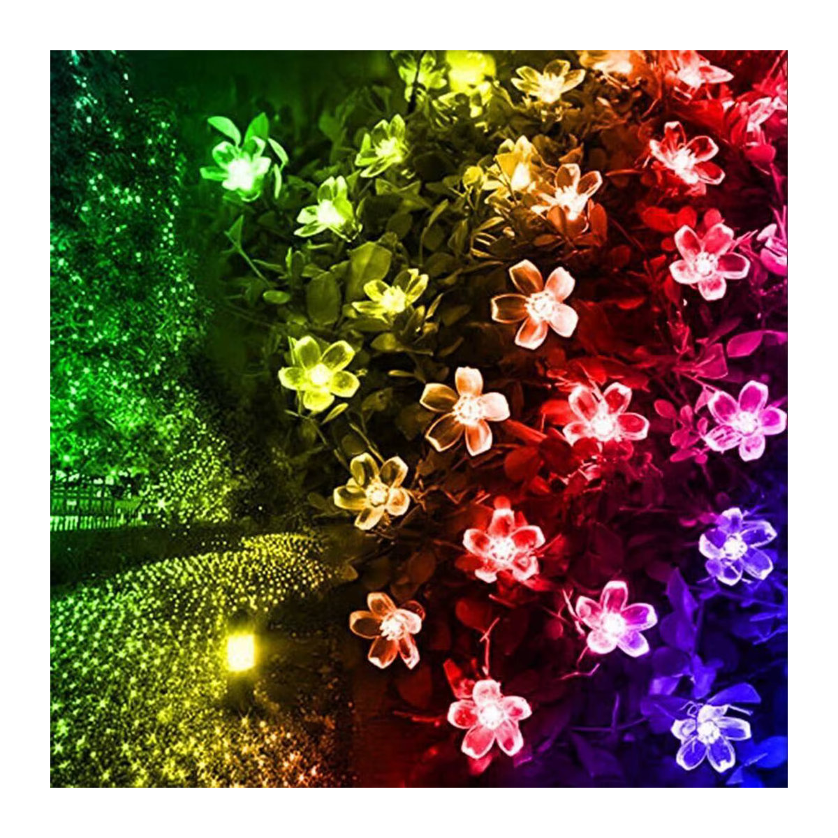 Peach Forest Solar LED Blumen Lichterkette Wasserdicht Gelb für Garten Terrasse und Außenbereich - Bild 5