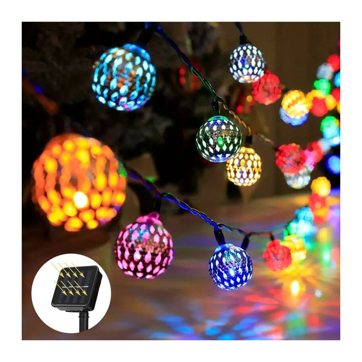Peach Forest Solar LED Lichterkette mit bunten Kugeln für Garten, Hochzeit und Outdoor-Dekoration - Bild 1