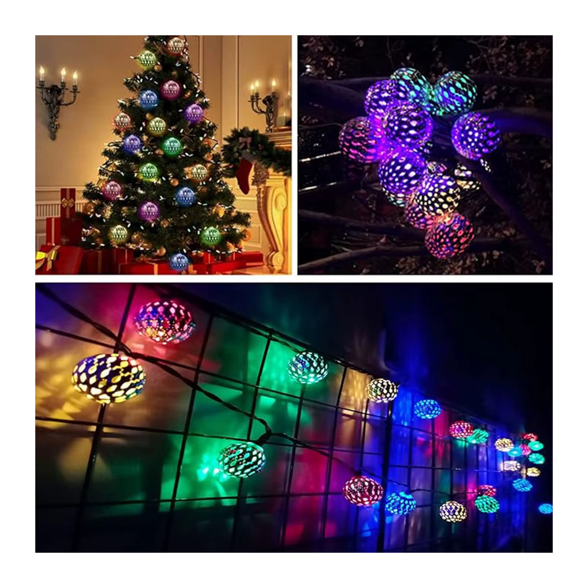 Peach Forest Solar LED Lichterkette mit bunten Kugeln für Garten, Hochzeit und Outdoor-Dekoration - Bild 3