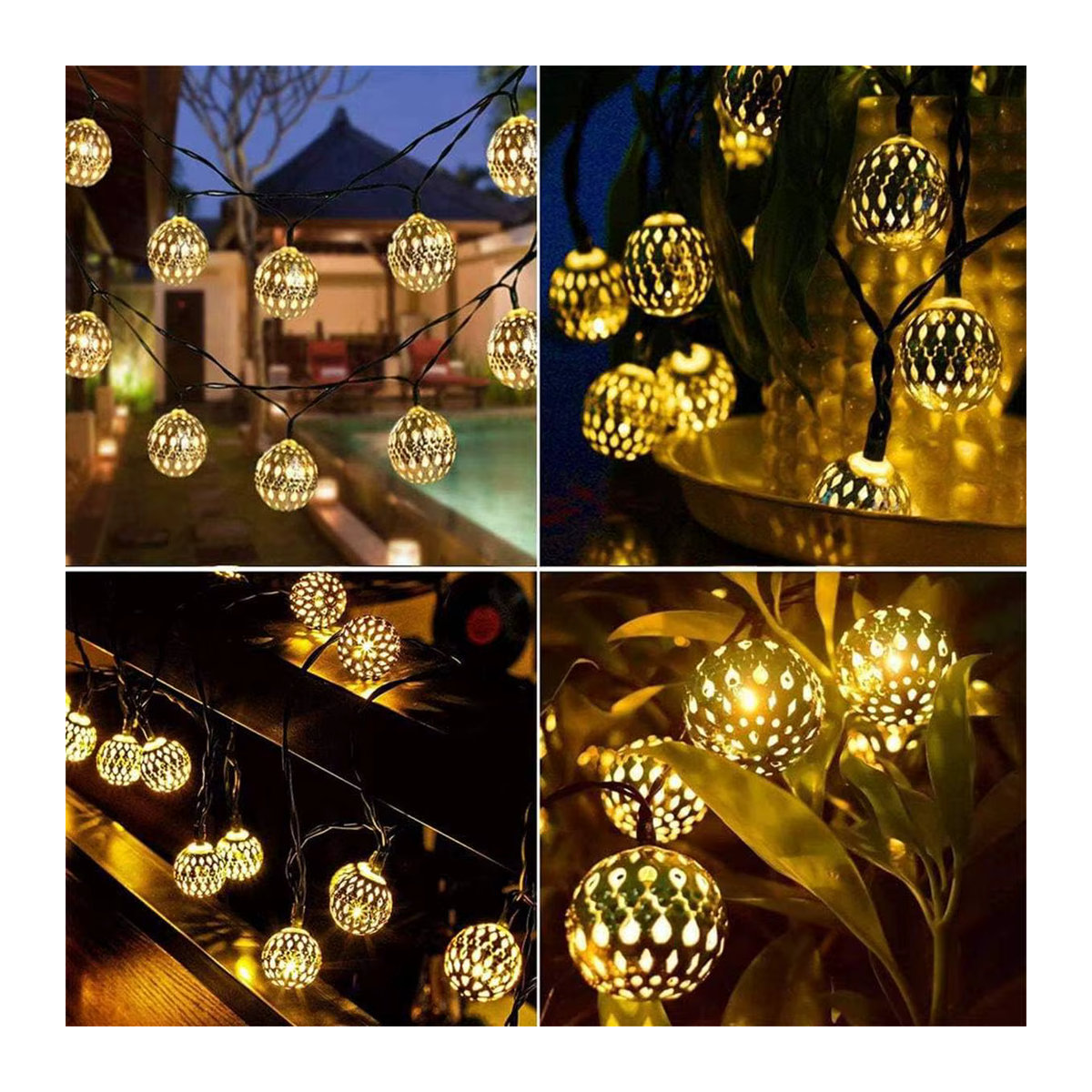 Peach Forest Solar LED Lichterkette mit bunten Kugeln für Garten, Hochzeit und Outdoor-Dekoration - Bild 4