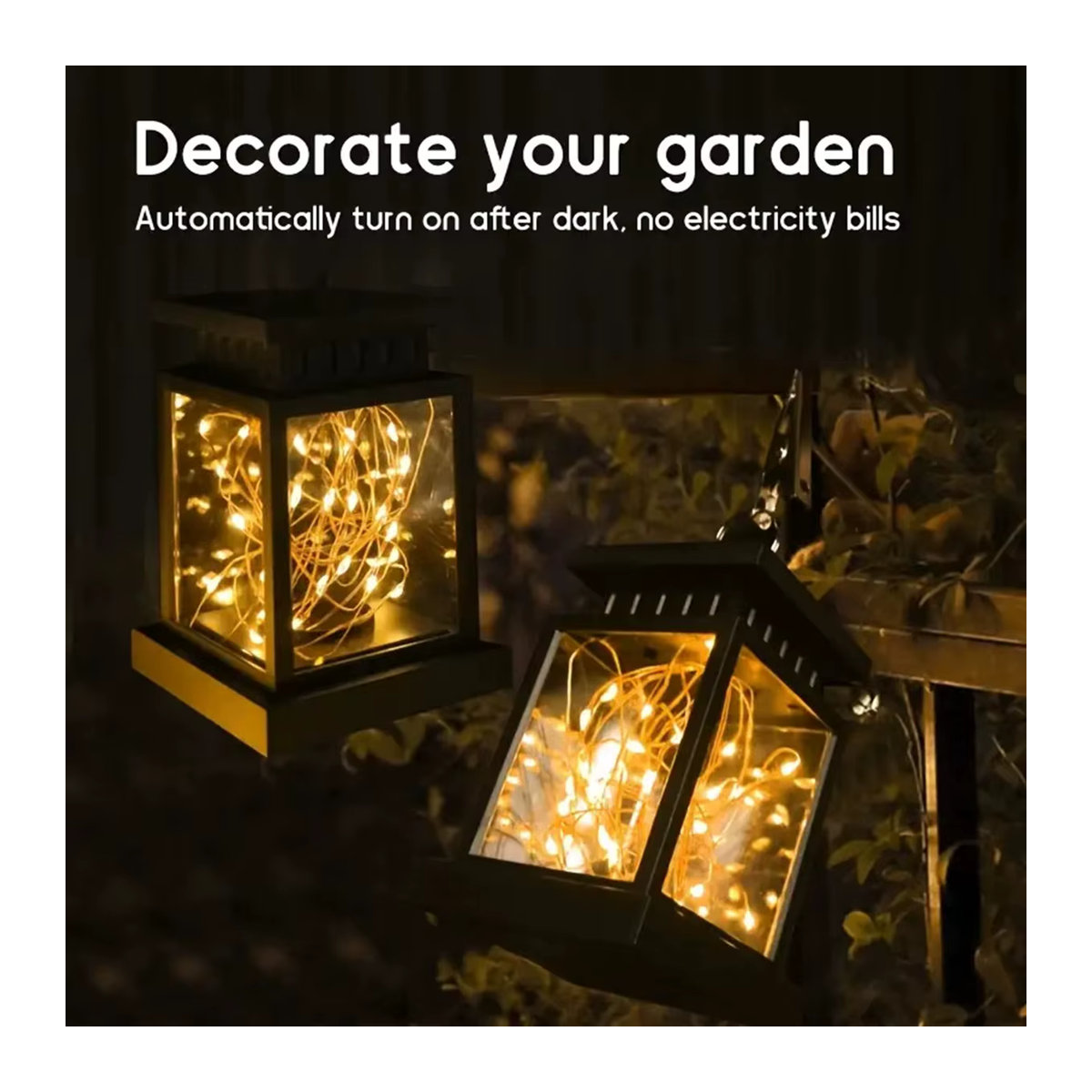 Peach Forest Solar-Stern-Laternenlampe aus Metall mit LED in Schwarz für die dekorative Außenbeleuchtung von Garten und Terrasse - Bild 2