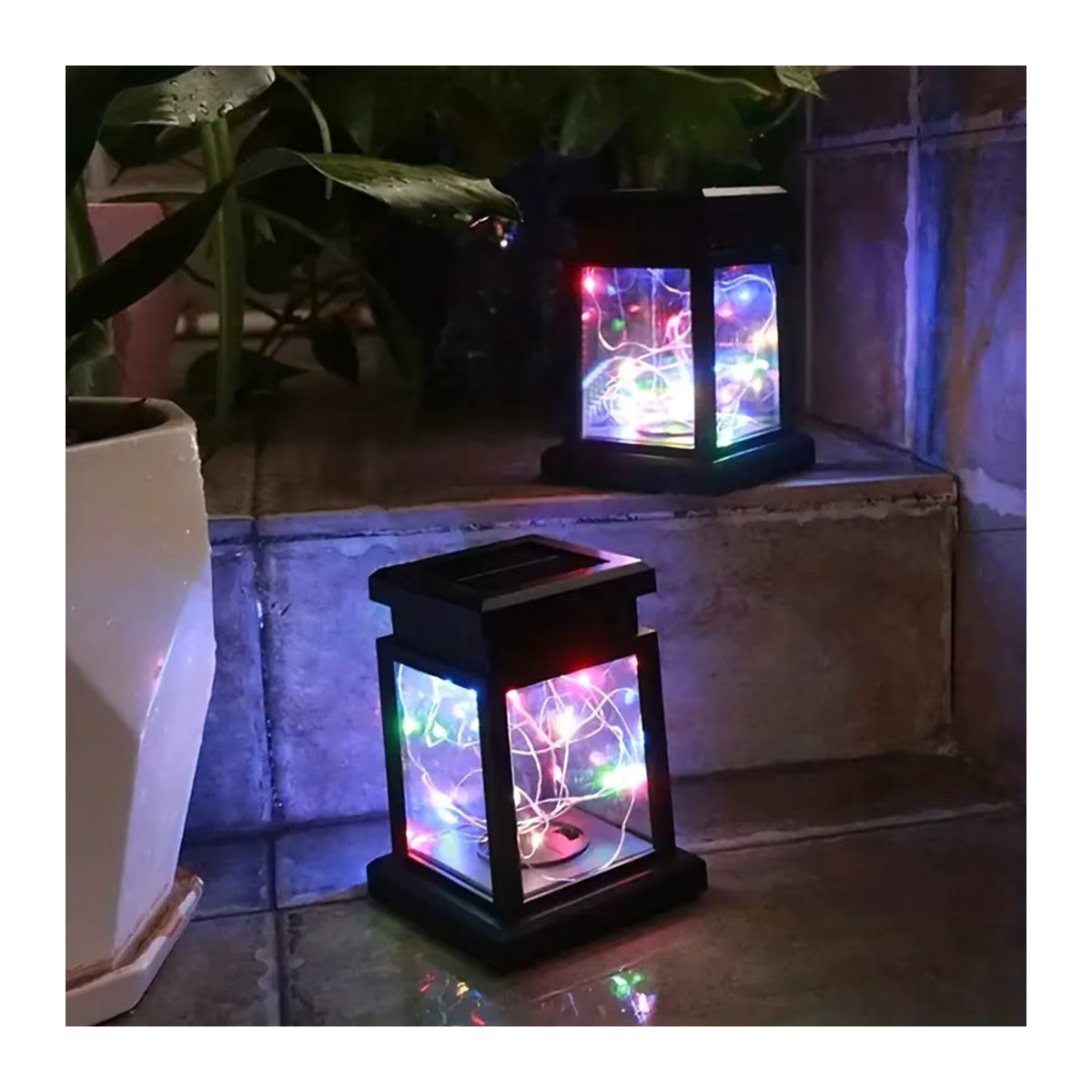 Peach Forest Solar-Stern-Laternenlampe aus Metall mit LED in Schwarz für die dekorative Außenbeleuchtung von Garten und Terrasse - Bild 4