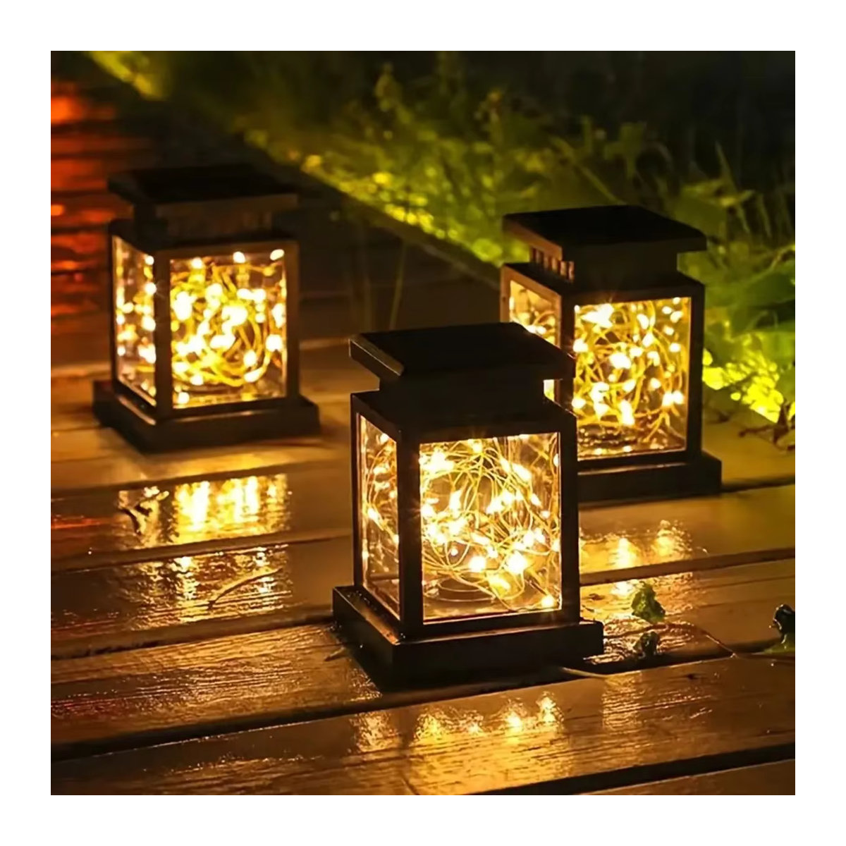 Peach Forest Solar-Stern-Laternenlampe aus Metall mit LED in Schwarz für die dekorative Außenbeleuchtung von Garten und Terrasse - Bild 5