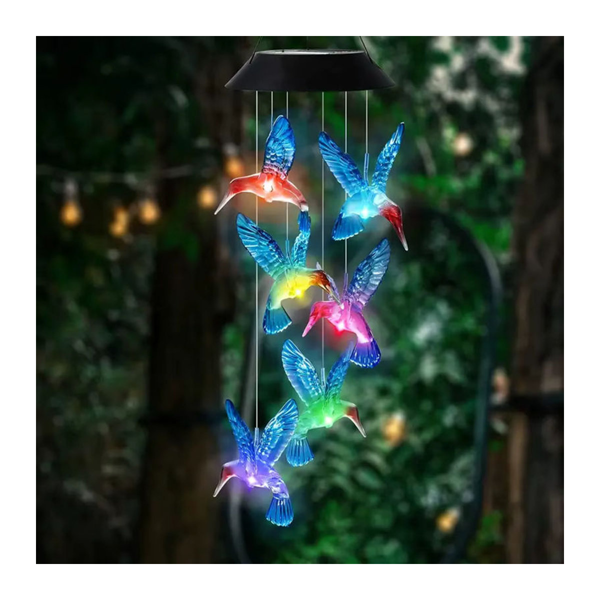 Peach Forest Solar Windspiel Kolibri mit Farbwechsel und LED für den Außenbereich, Bunt - Bild 6