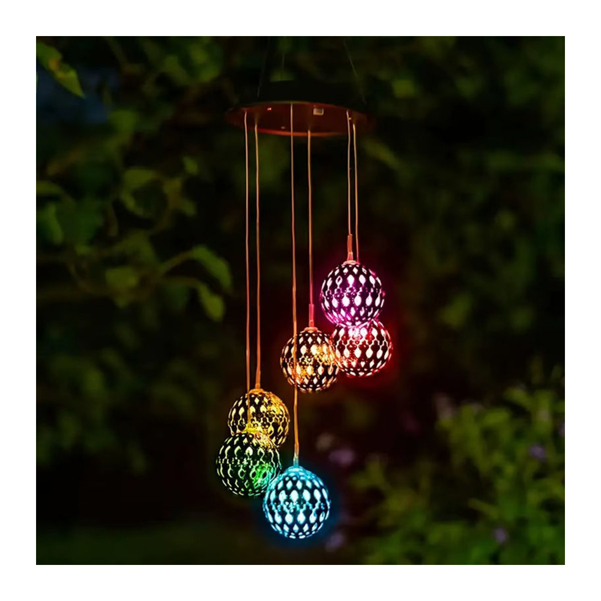 Peach Forest Solar Windspiel LED Windglocke im marokkanischen Bohemian-Stil, bunt hängende Dekoration für Garten und Terrasse - Bild 2