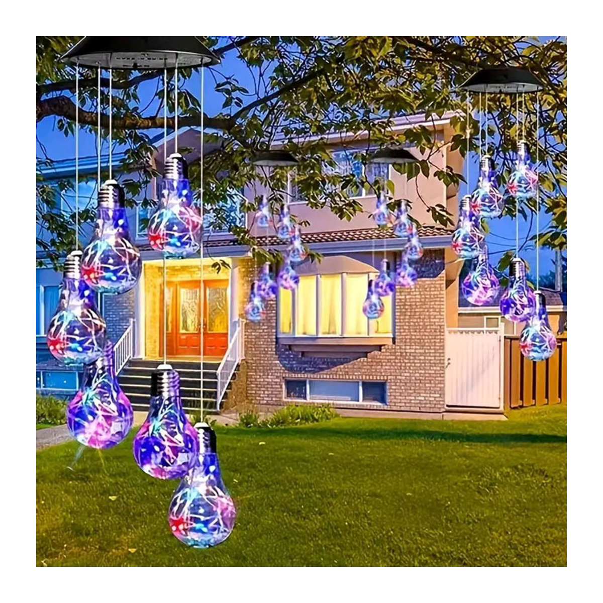 Peach Forest Solar-Windspiel mit 6 bunten LED-Solarbirnen zur Außendekoration für Garten und Haus - Bild 6