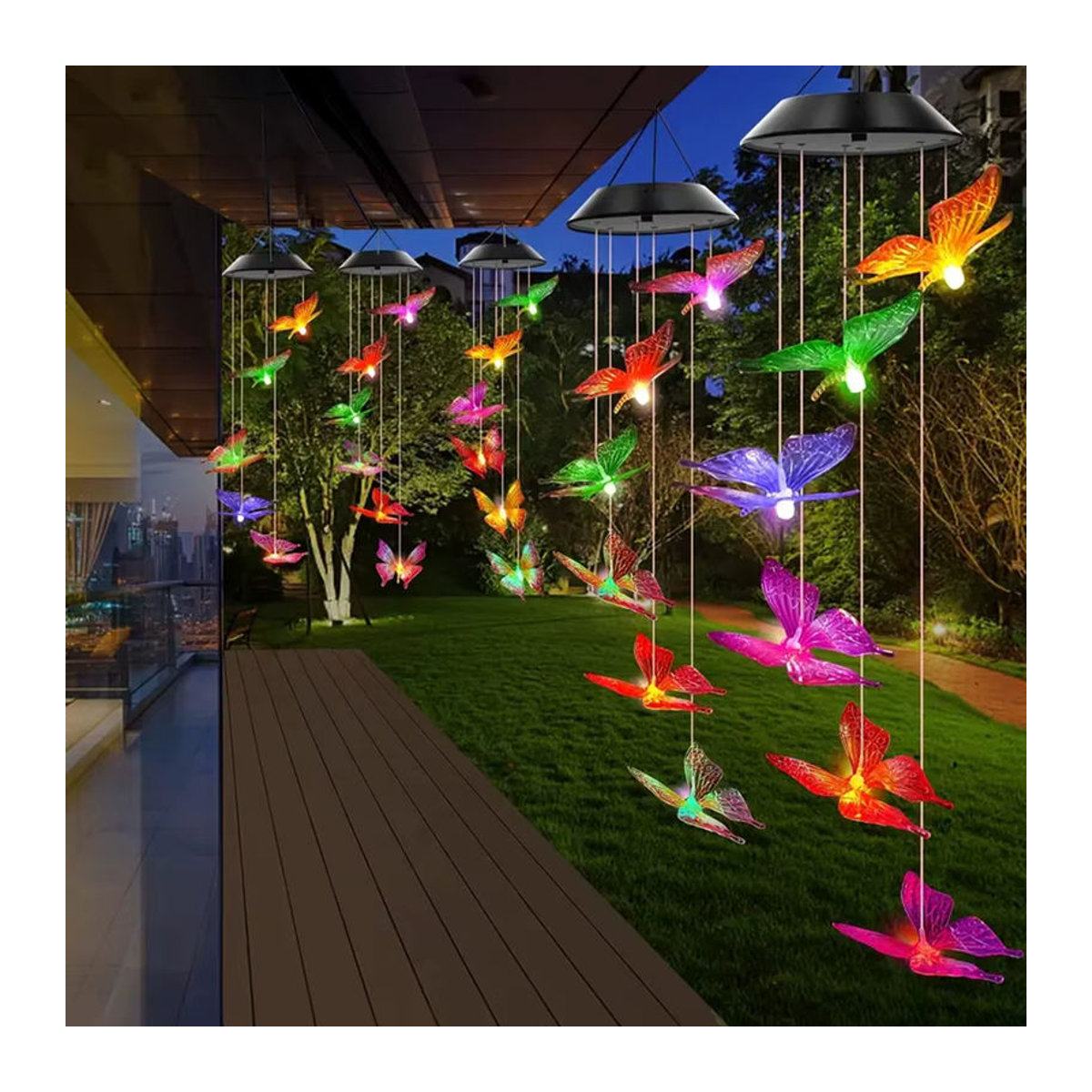 Peach Forest Solar Windspiel Schmetterling in Lila und Mehrfarbig mit Farbwechsel-Lichtern zur Garten Dekoration - Bild 4