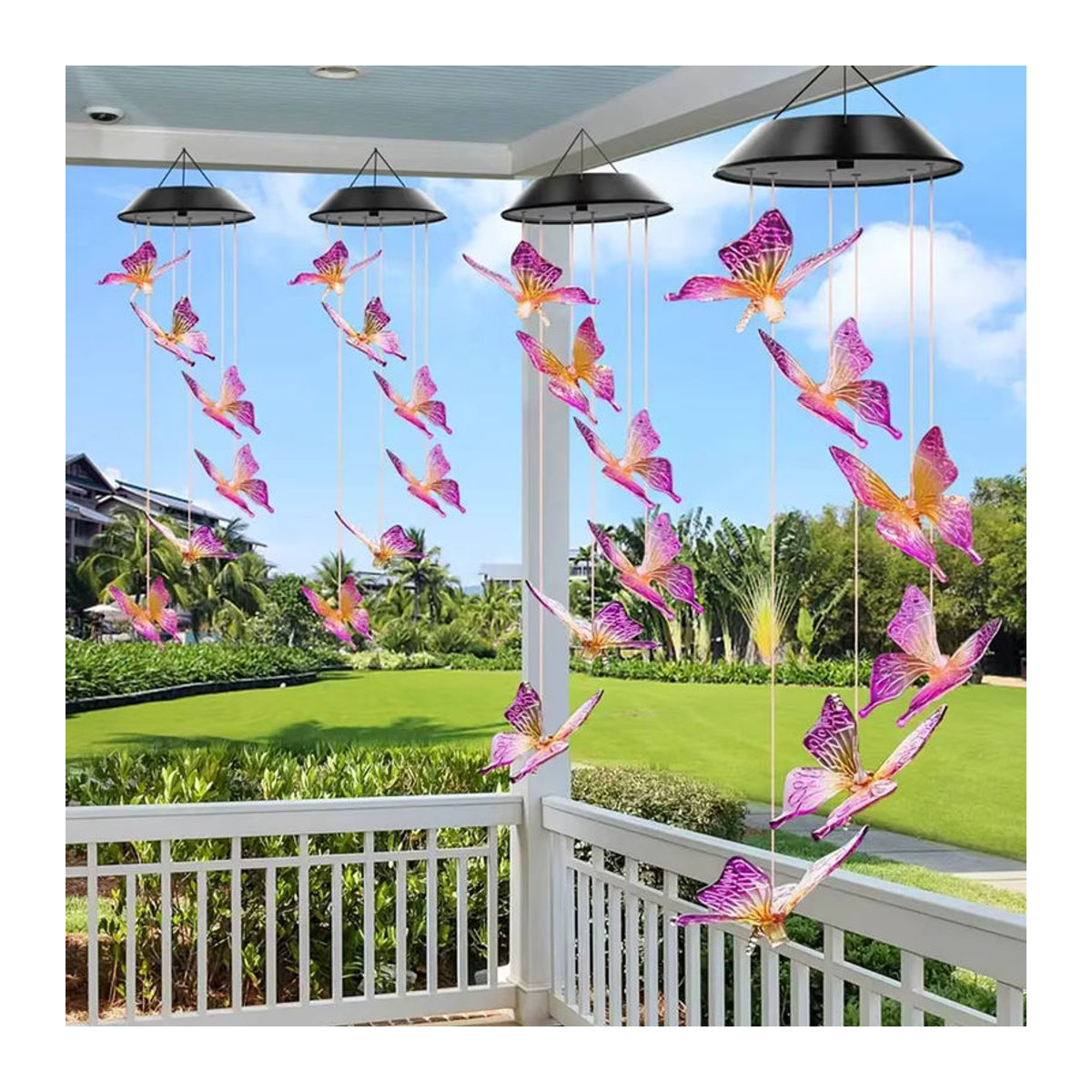 Peach Forest Solar Windspiel Schmetterling in Lila und Mehrfarbig mit Farbwechsel-Lichtern zur Garten Dekoration - Bild 5
