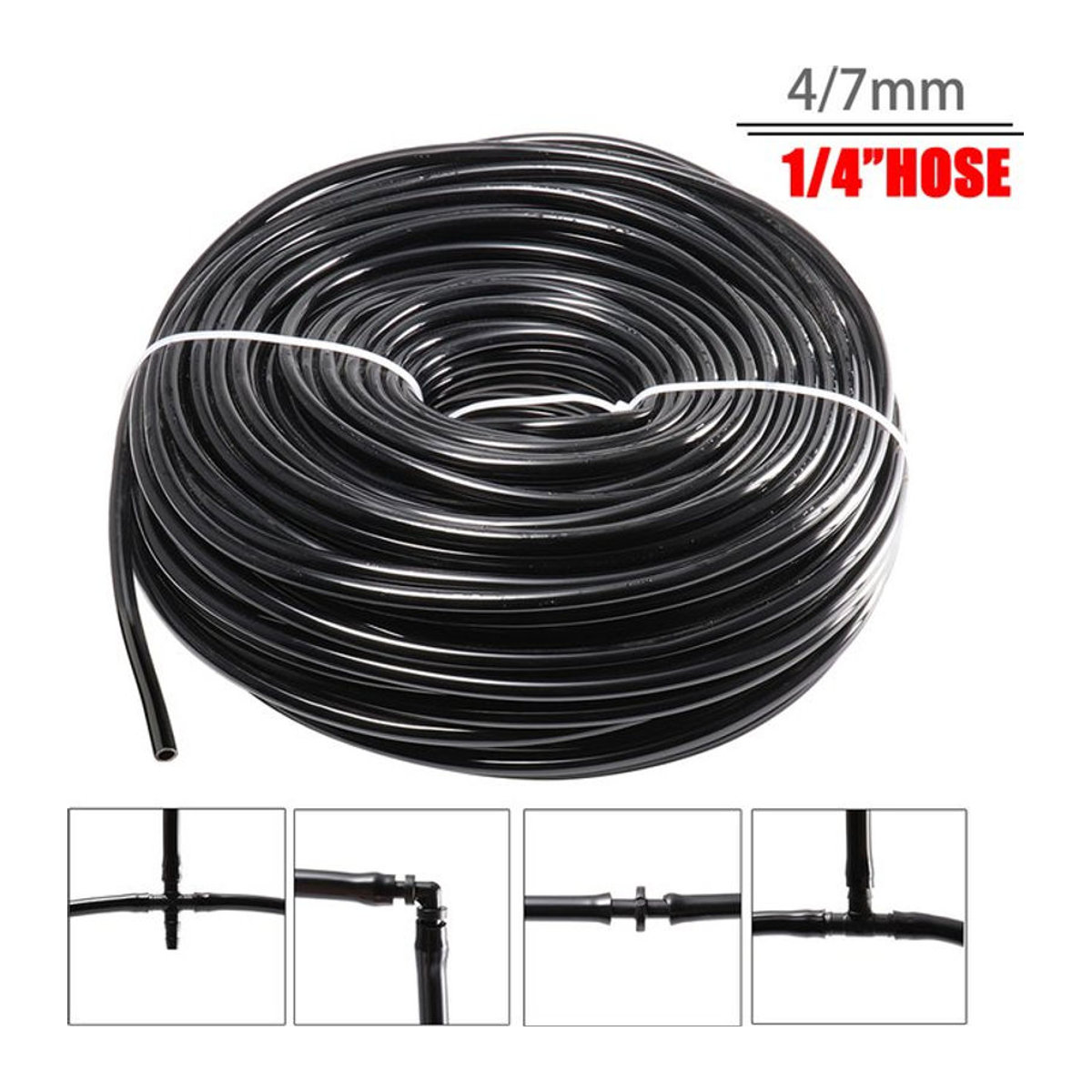 Pengliu Mikro-Bewässerungsschlauch aus PVC für Gewächshaus und Bonsai, 4/7 mm, 1/4 Zoll, Schwarz - Bild 1