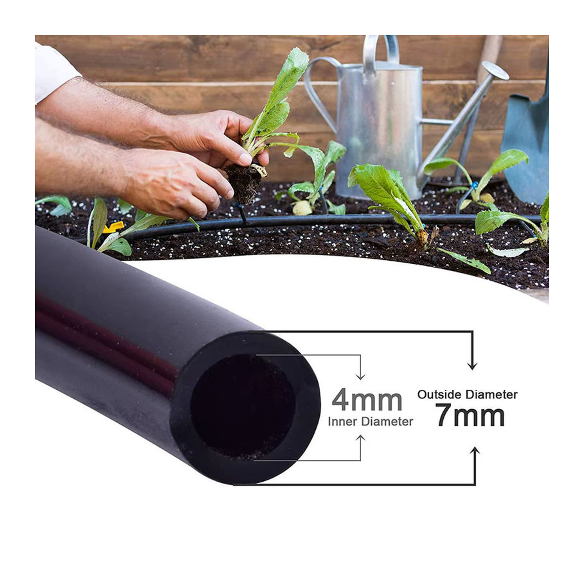 Pengliu Mikro-Bewässerungsschlauch aus PVC für Gewächshaus und Bonsai, 4/7 mm, 1/4 Zoll, Schwarz - Bild 2