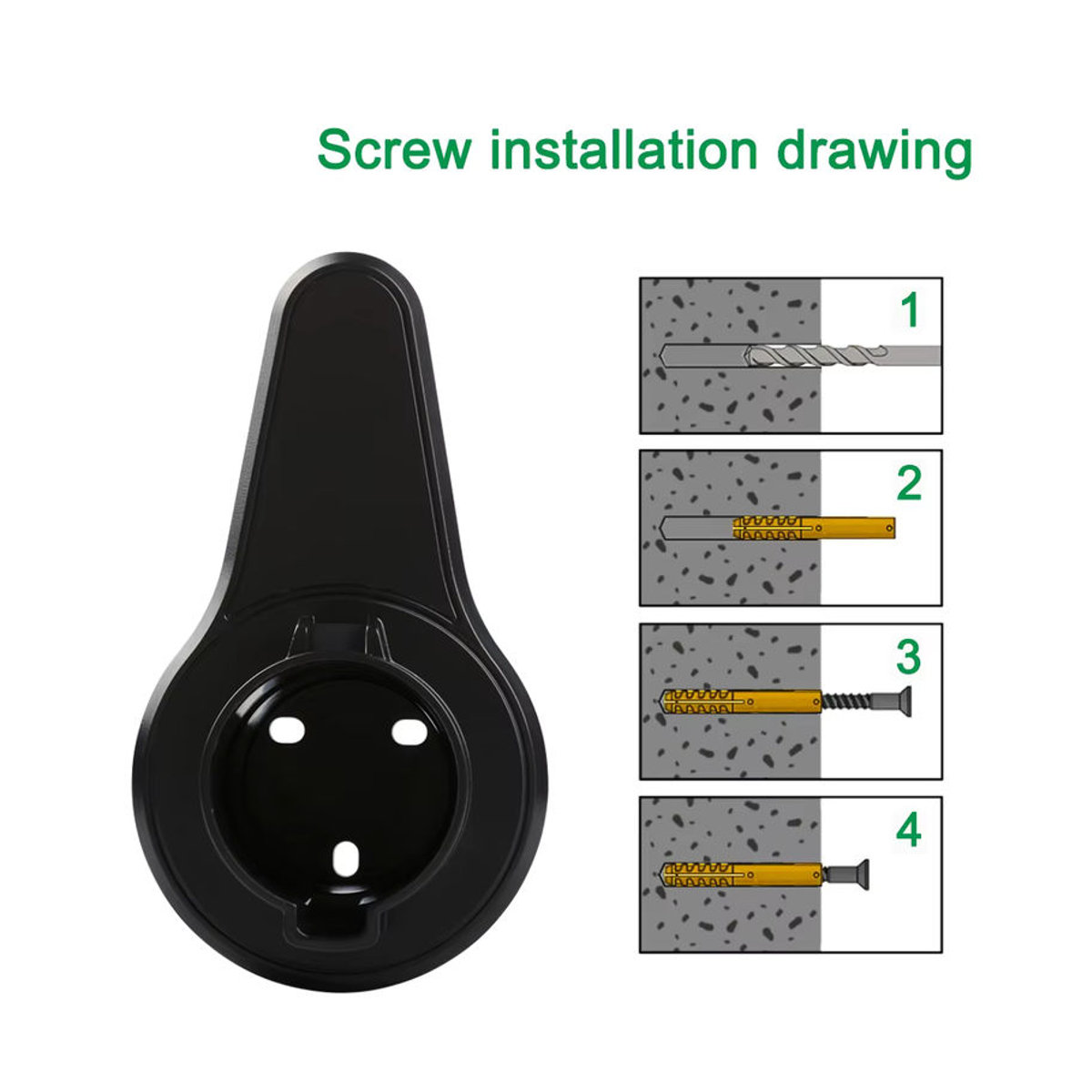 Peocke EV-Ladegerät-Halter für Elektroauto-Ladekabel Typ 1 J1772 Wallbox-Halterung in Schwarz aus Kunststoff - Bild 4