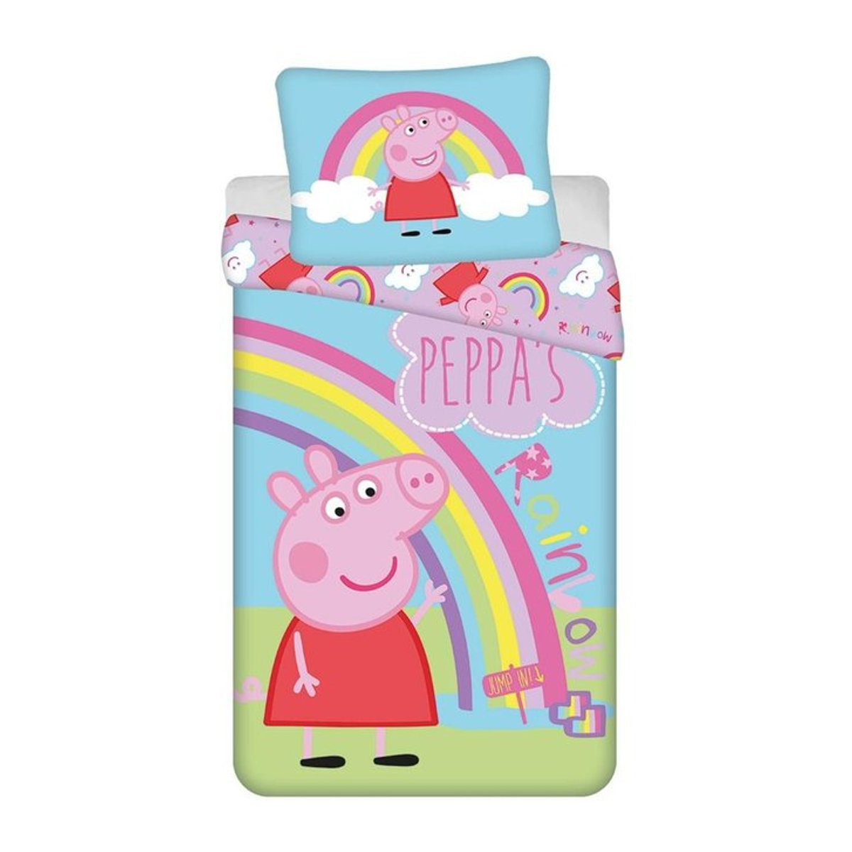 Peppa Pig Bettbezug-Set aus Baumwolle mit Regenbogen-Design in Multicolor für Single-Betten - Bild 1
