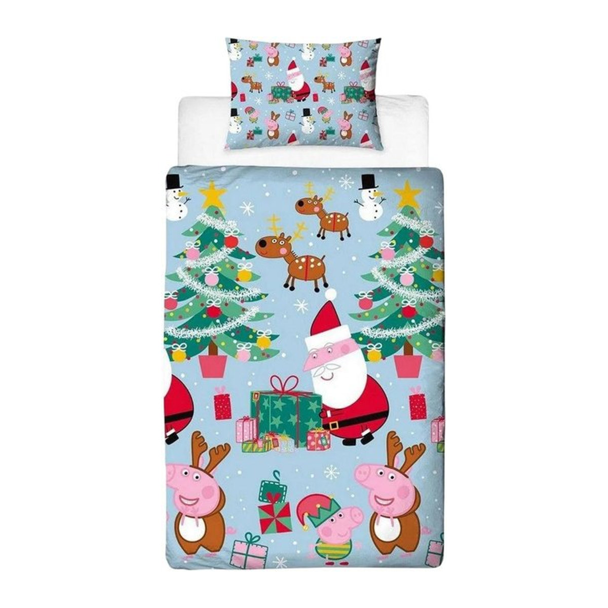 Peppa Pig Weihnachtsmann Wendebettwäsche-Set Single rot/blau - Bild 1