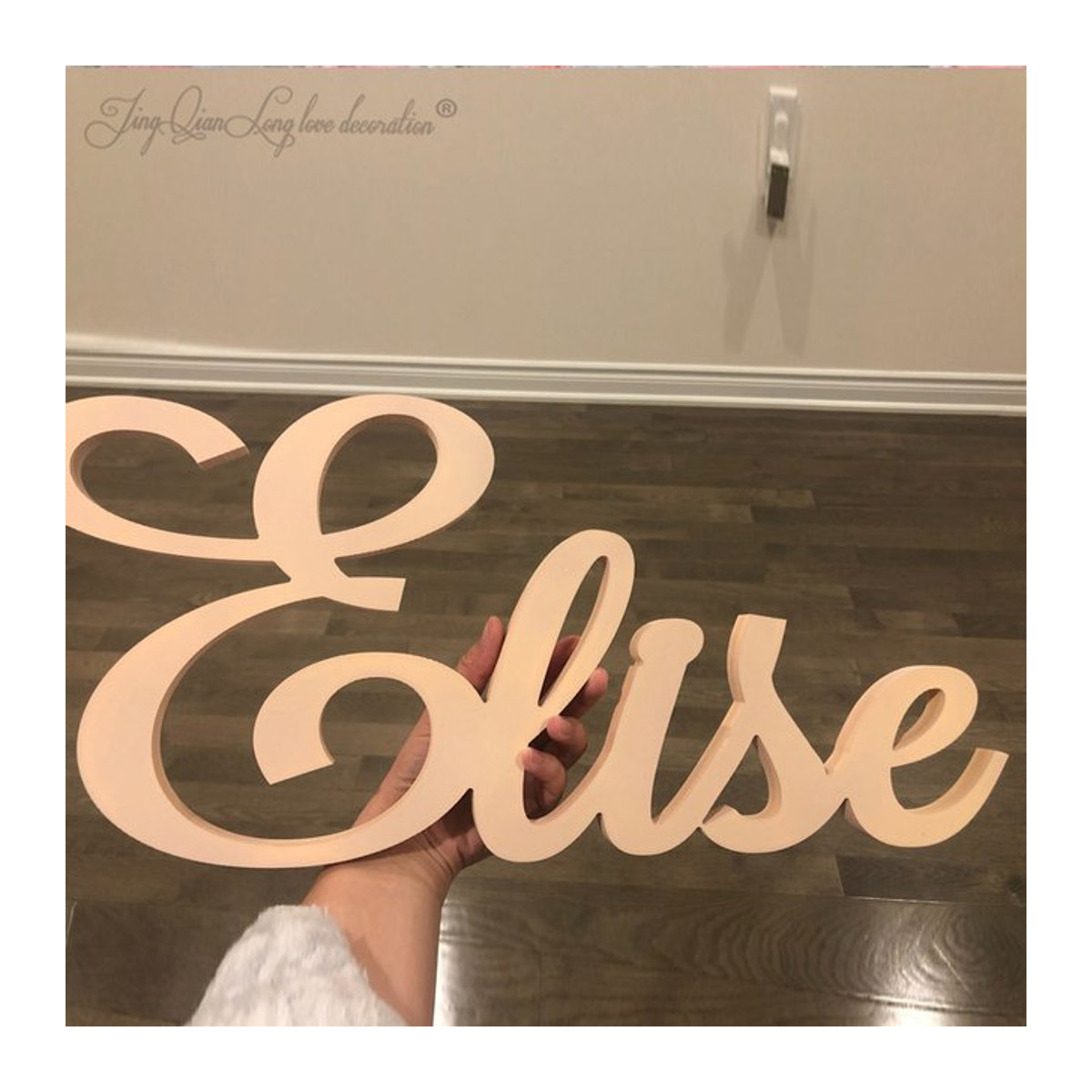Personalisierte Baby-Namensschilder aus Holz von JingQianLong love decoration in Rosa und Pink für die Kindergartendekoration - Bild 1