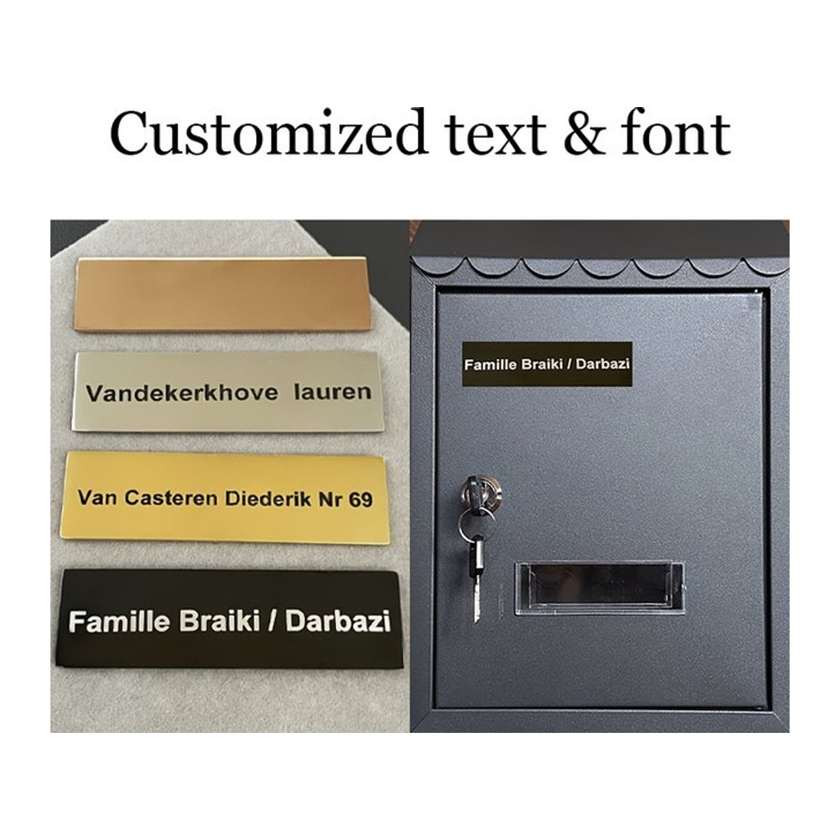 Personalisierte Briefkasten-Adressetiketten aus Edelstahl von Enjoy steel in Bunt, minimalistisches Design zur einfachen Installation - Bild 1