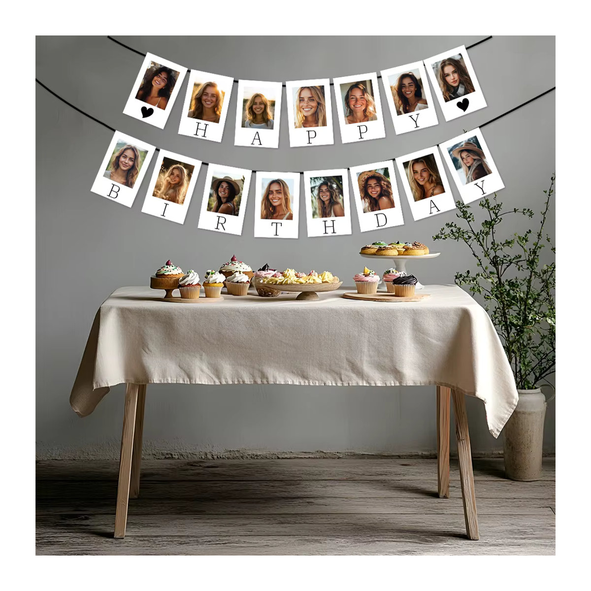 Personalisierte Geburtstag Foto Girlande mit eigenem Gesicht als Party Deko Multicolor von joy-enlife - Bild 2