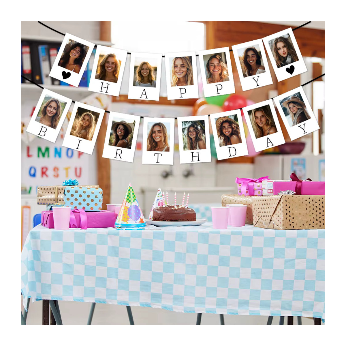 Personalisierte Geburtstag Foto Girlande mit eigenem Gesicht als Party Deko Multicolor von joy-enlife - Bild 3