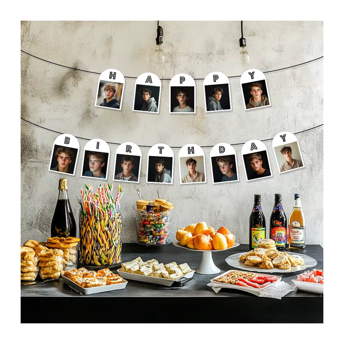 Personalisierte Geburtstag Foto Girlande mit eigenem Gesicht als Party Deko Multicolor von joy-enlife - Bild 4