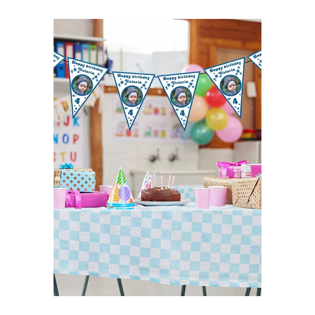 Personalisierte Geburtstag Hängegirlande aus Papier mit Foto Gesicht von joy-enlife in Multicolor - Bild 2