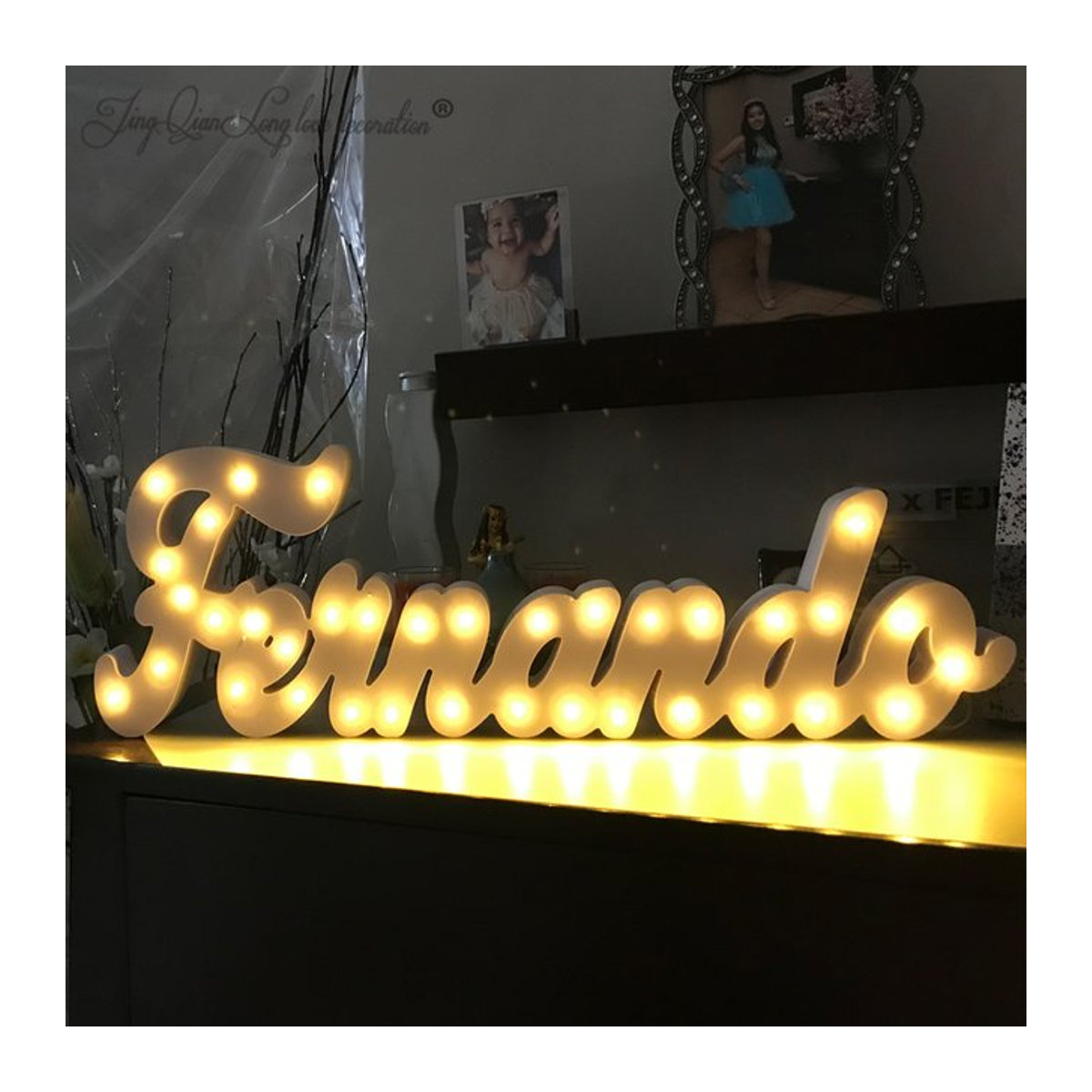 Personalisierte Hochzeitslichter mit individuellem Namen von JingQianLong love decoration in Weiß - Bild 1