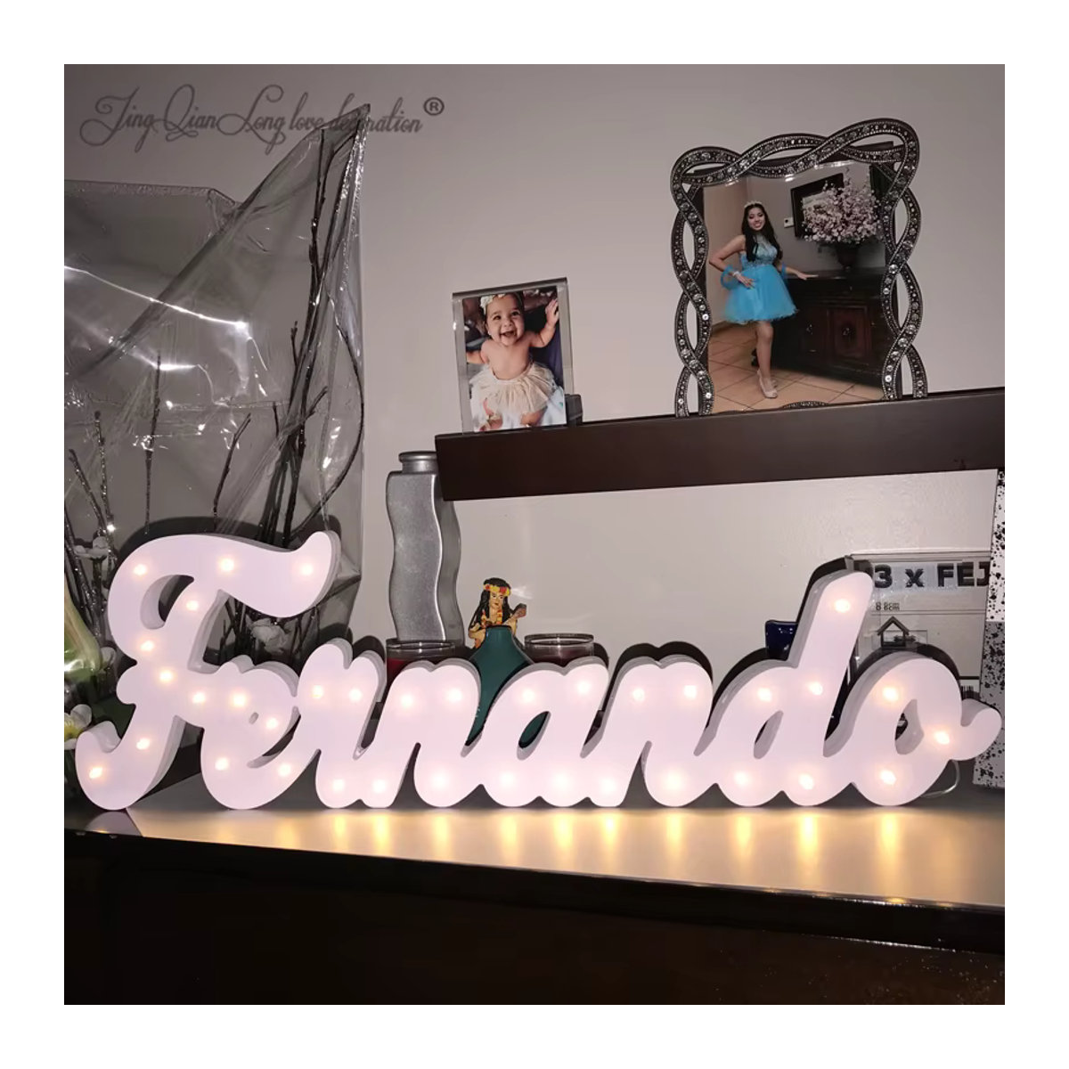 Personalisierte Hochzeitslichter mit individuellem Namen von JingQianLong love decoration in Weiß - Bild 2