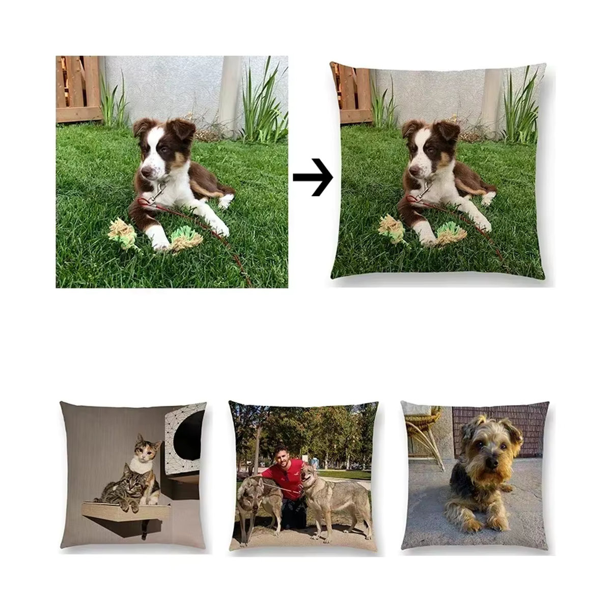 Personalisierte Kissenbezüge von MIAOTU in Mehrfarbig für Haustiere, Baby oder Familie zur individuellen Gestaltung für dein Sofa - Bild 4