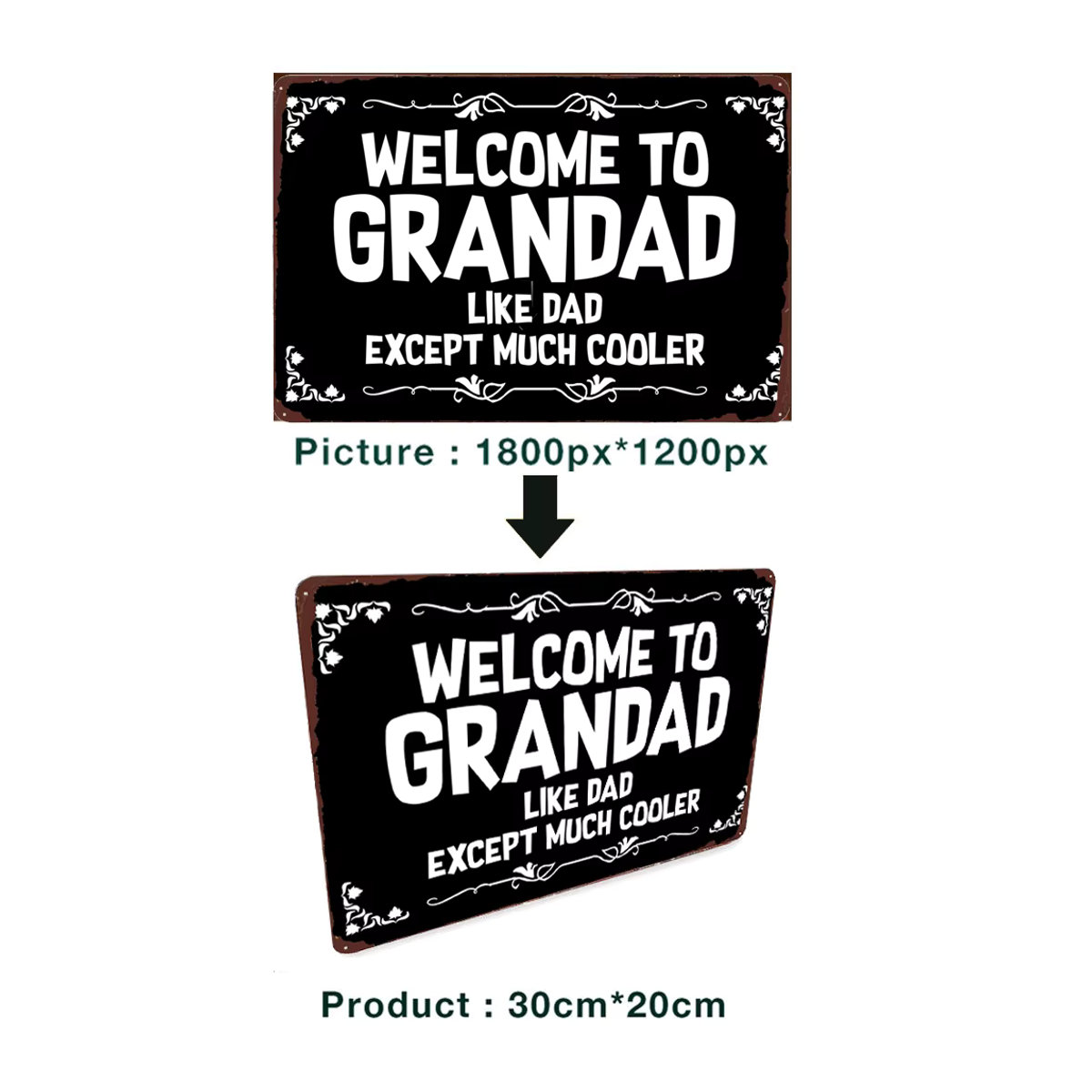 Personalisierte Metall-Zinnschild Retro Plaque Denim Meow Grau B: 30 cm, H: 20 cm - Bild 2