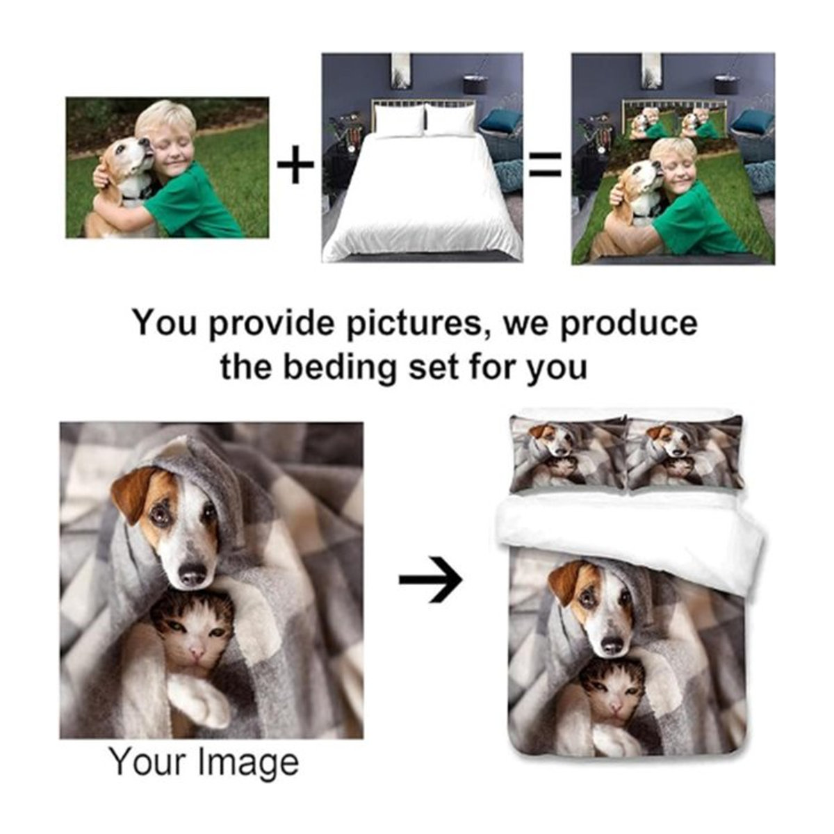 Personalisierte Mikrofaser Bettwäsche mit eigenem Foto und Namen von JMG Household Supplies, Bettbezug für Kinder und Erwachsene, B/H: 220 x 240 cm - Bild 1