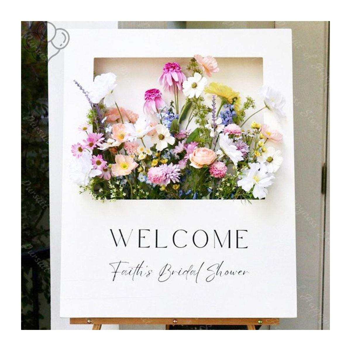 Personalisierte Mosaik-Blumenkasten-Dekoration aus Schaumstoff in Weiß für Babyparty, Hochzeit oder Geburtstag, B/H: 40 x 52 cm - Bild 1