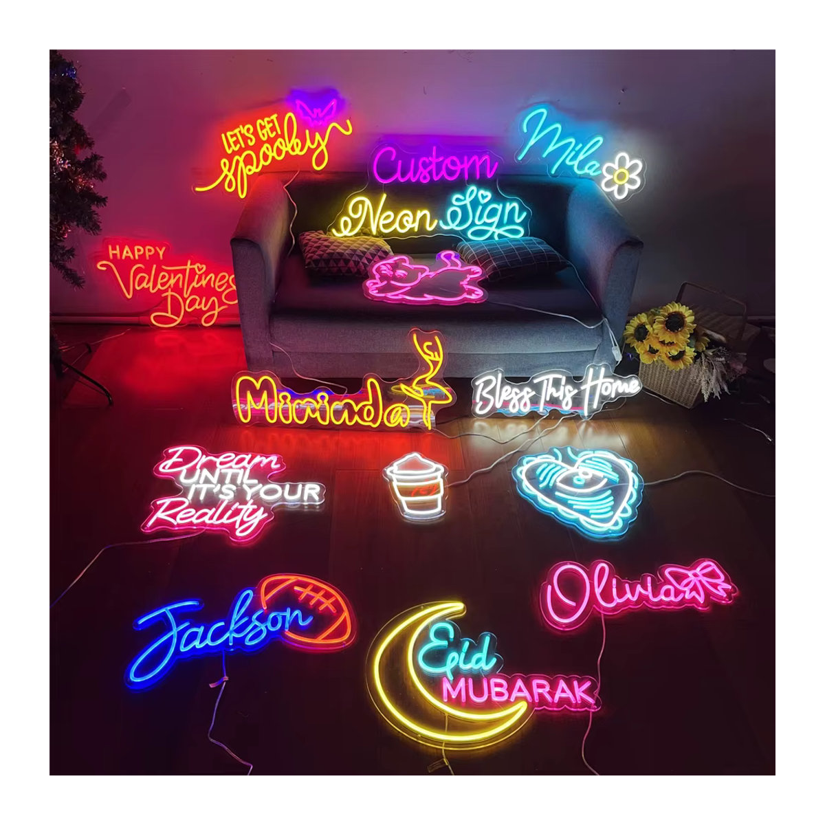 Personalisierte Neon-Leuchtschrift mit integrierter LED zur individuellen Wanddekoration für Hochzeit, Schlafzimmer oder Bar - Bild 1